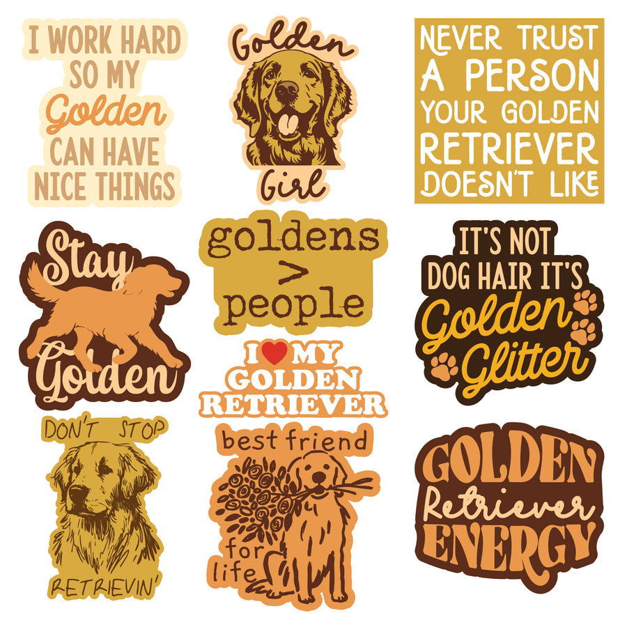 Funny Multi - Golden Retreiver Golden Retreiver Stickers Nerdy dog Tee
