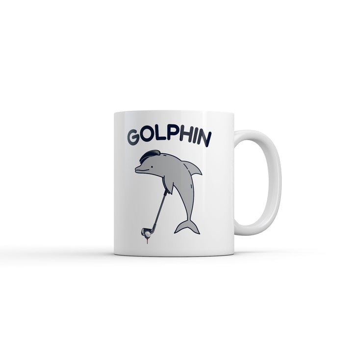 Funny White Golphin Coffee Mug Nerdy animal Golf Tee