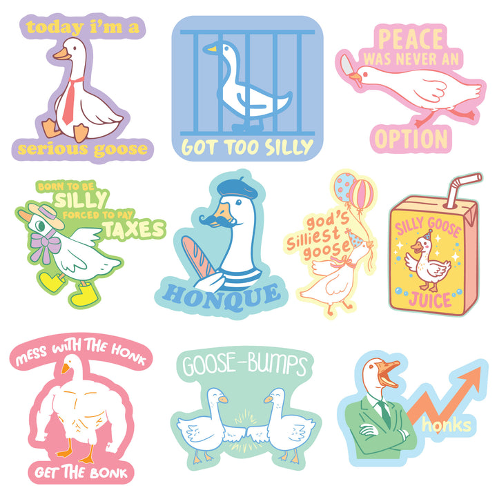 Funny Multi - Goose Goose Stickers Nerdy animal Tee