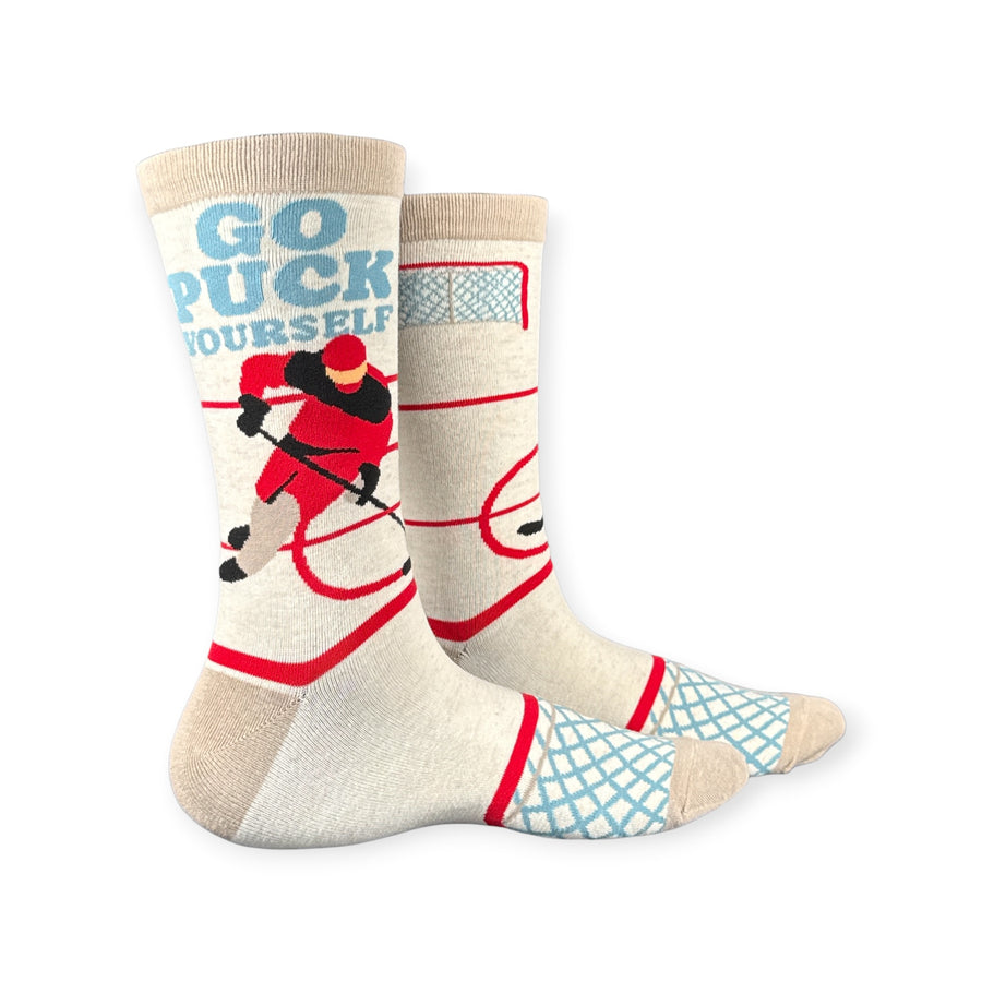 Funny Multi - Go Puck Yourself Go Puck Yourself Sock Nerdy Hockey Offensive Tee