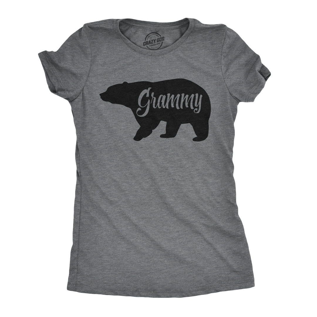Funny Dark Heather Grey Grammy Bear Womens T Shirt Nerdy Grandmother Tee