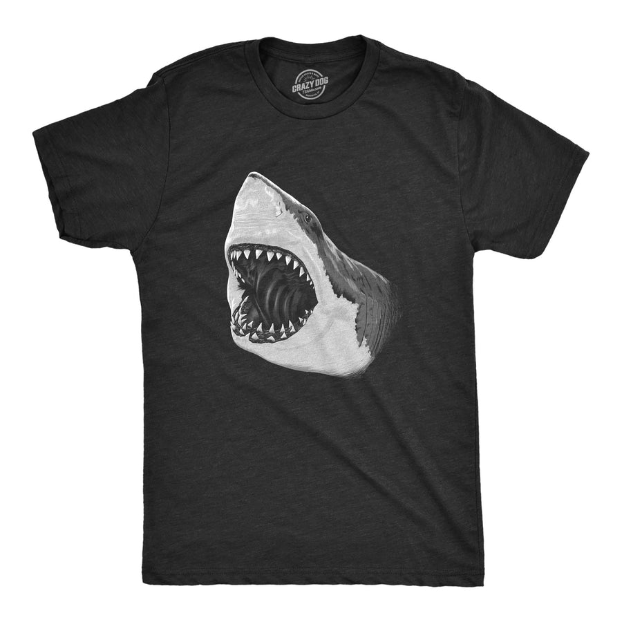 Funny Heather Black - Great White Great White Shark Mens T Shirt Nerdy Shark Week Tee