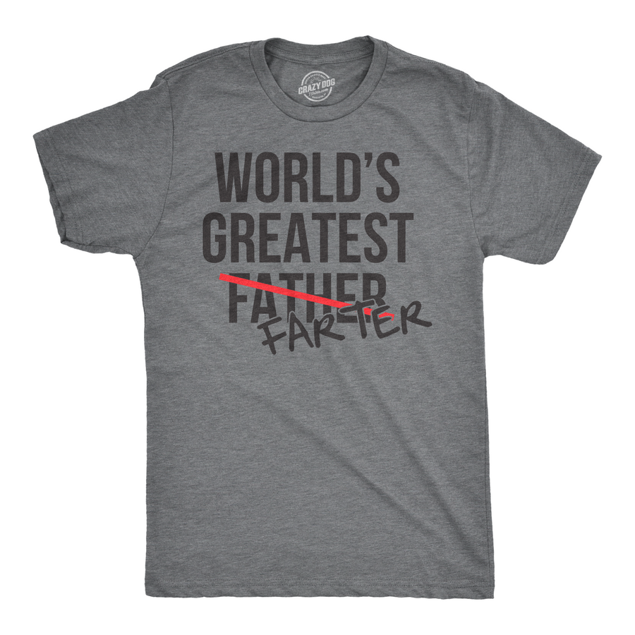 Funny Dark Heather Grey World's Greatest Farter Father Mens T Shirt Nerdy Father's Day toilet Tee
