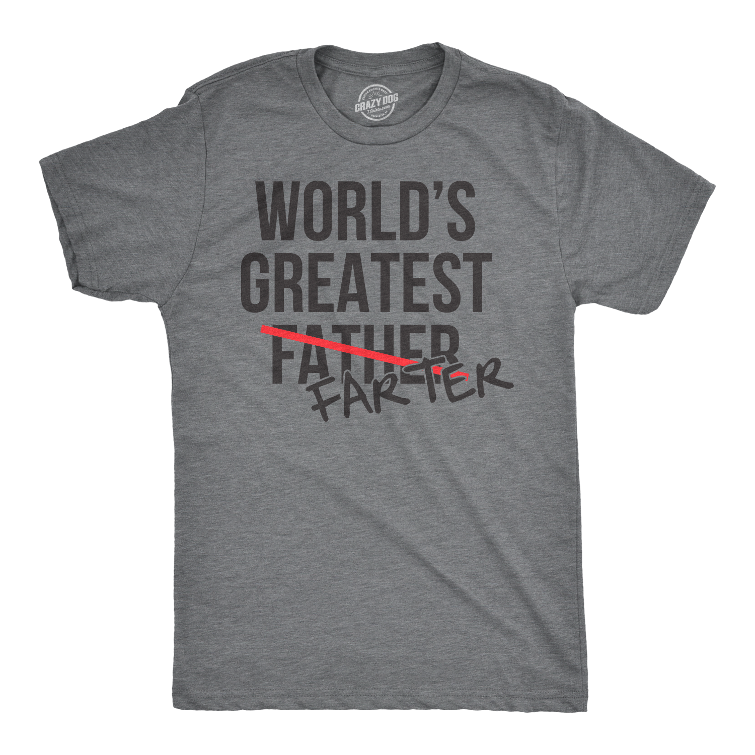 Funny Dark Heather Grey World's Greatest Farter Father Mens T Shirt Nerdy Father's Day toilet Tee