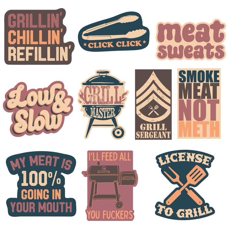 Funny Multi - Grilling Grilling Stickers Nerdy food Tee