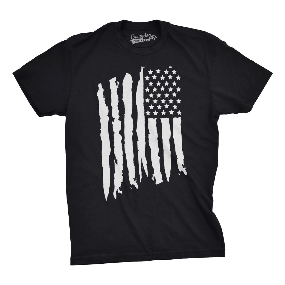 Funny Black Vertical Grunge Flag Mens T Shirt Nerdy Fourth of July Retro Tee