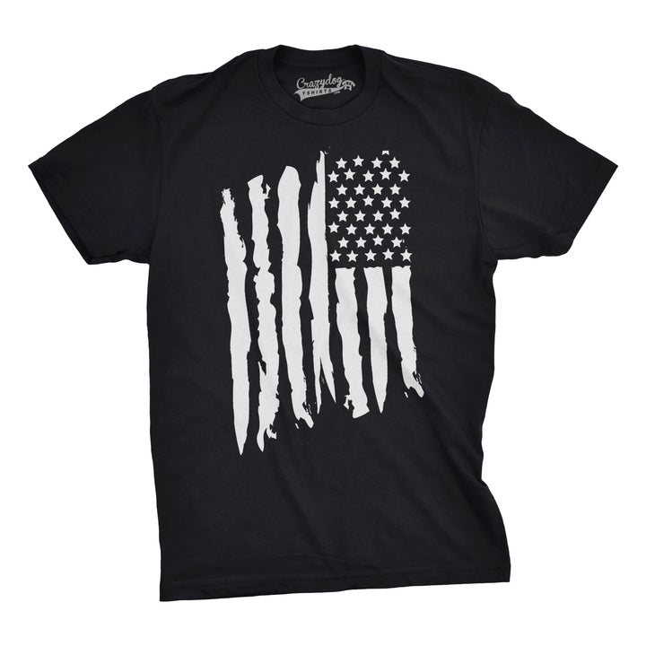 Funny Black Vertical Grunge Flag Mens T Shirt Nerdy Fourth of July Retro Tee