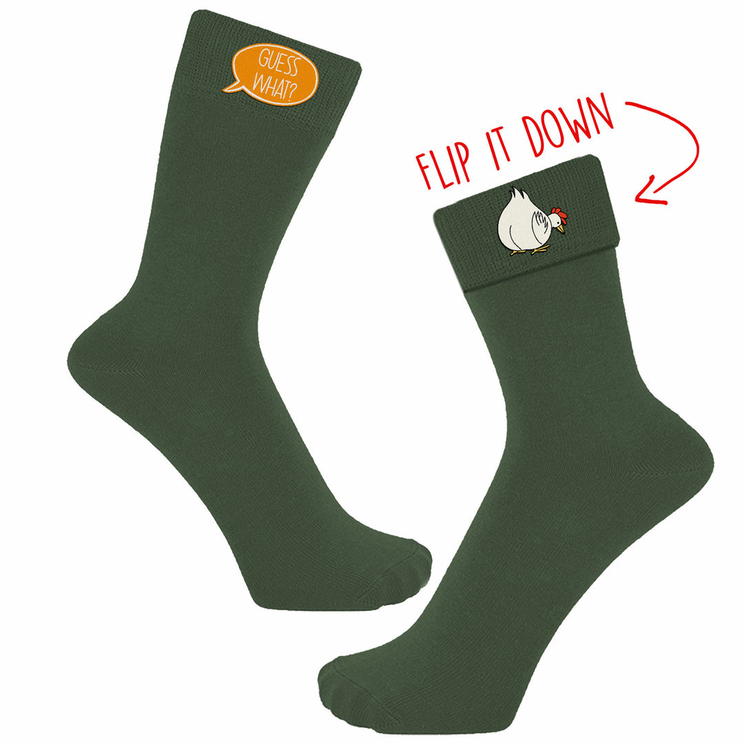 Womens Guess What Chicken Butt Flip Socks