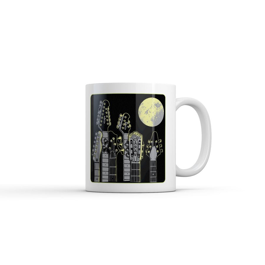 Funny White Guitar Heads Coffee Mug Nerdy music Tee