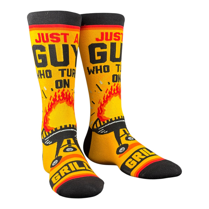 Funny Multi - Turns On Grills Just A Guy Who Turns On Grills Sock Nerdy food Tee
