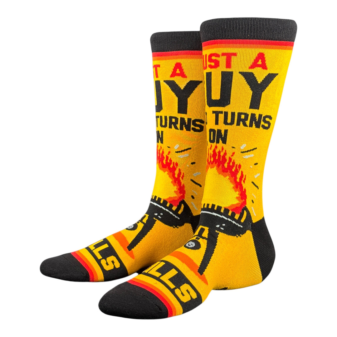 Just A Guy Who Turns On Grills Socks