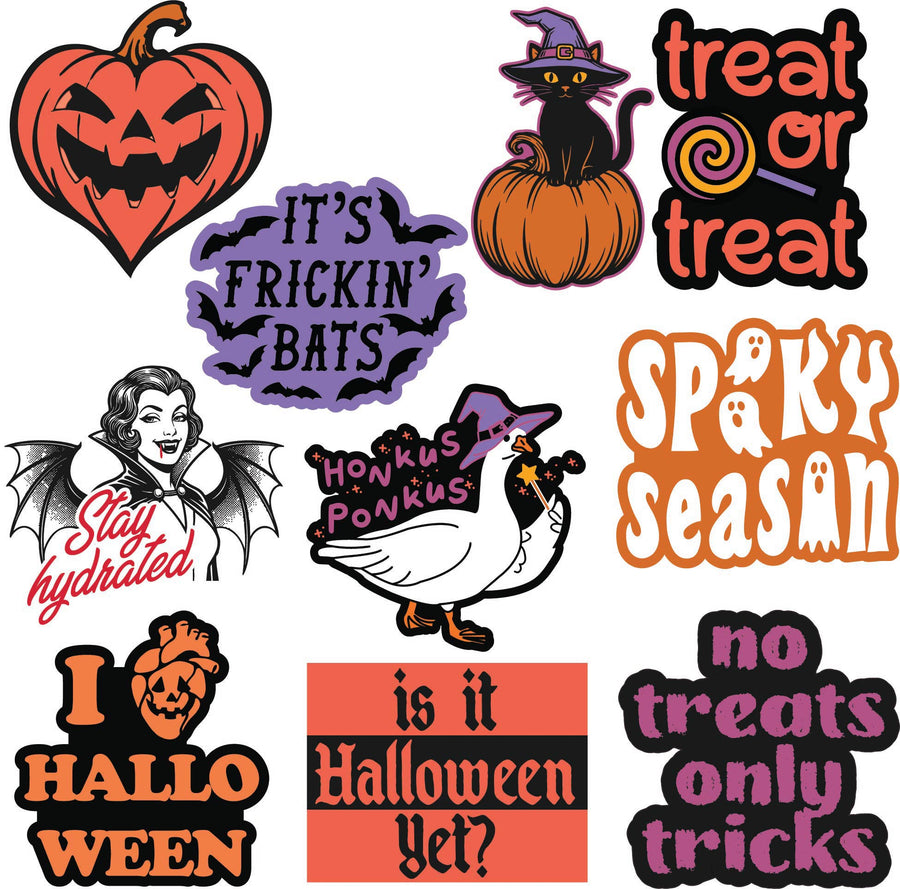 Funny Multi Halloween Stickers Nerdy Halloween Tee