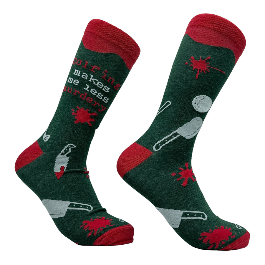 Funny Golfing Murdery Men's Golfing Makes Me Less Murdery Sock Nerdy Golf Tee