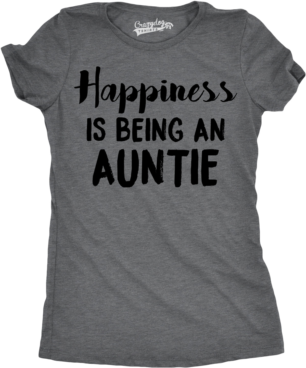 Funny Dark Heather Grey Happiness is Being an Auntie Womens T Shirt Nerdy Aunt Tee