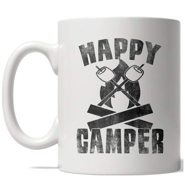 Funny White Happy Camper Coffee Mug Nerdy camper Tee