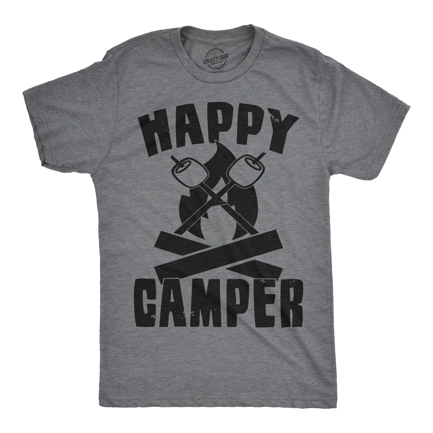 Funny Happy Camper Mens T Shirt Nerdy Camping Retro Tee