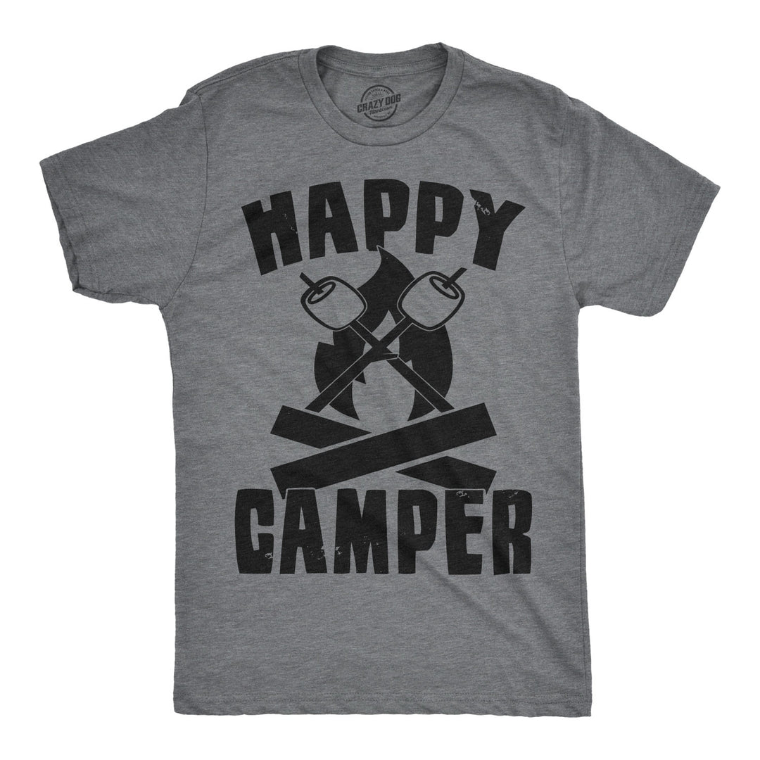 Funny Light Heather Grey - Happy Camper Happy Camper Mens T Shirt Nerdy Camping Retro Tee