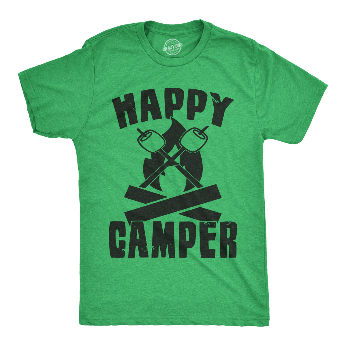 Funny Heather Green - Happy Camper Happy Camper Mens T Shirt Nerdy Camping Retro Tee