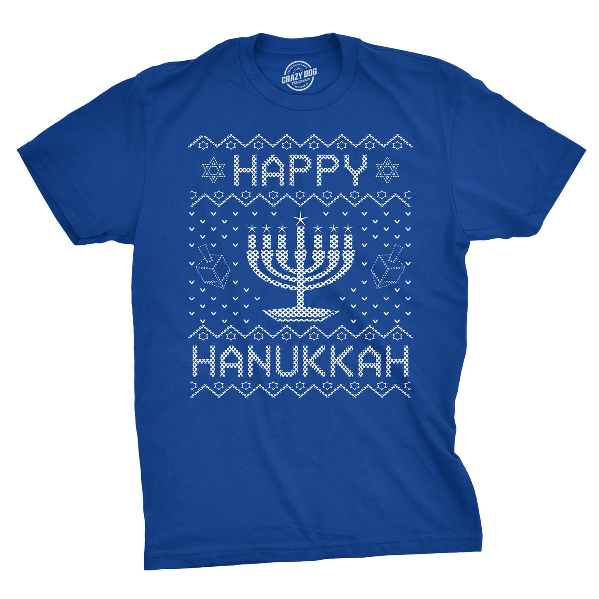 Funny Heather Royal Happy Hanukkah Mens T Shirt Nerdy Christmas Tee