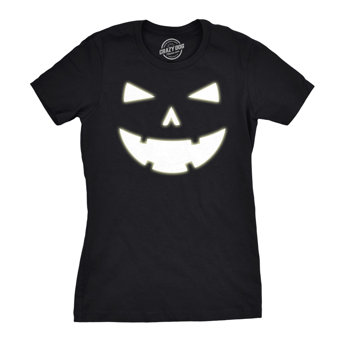 Funny Heather Black - Glow Tooth Happy Tooth Glowing Pumpkin Face Womens T Shirt Nerdy Halloween Tee