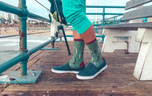Mens Only Happy When I'm Fishing Socks