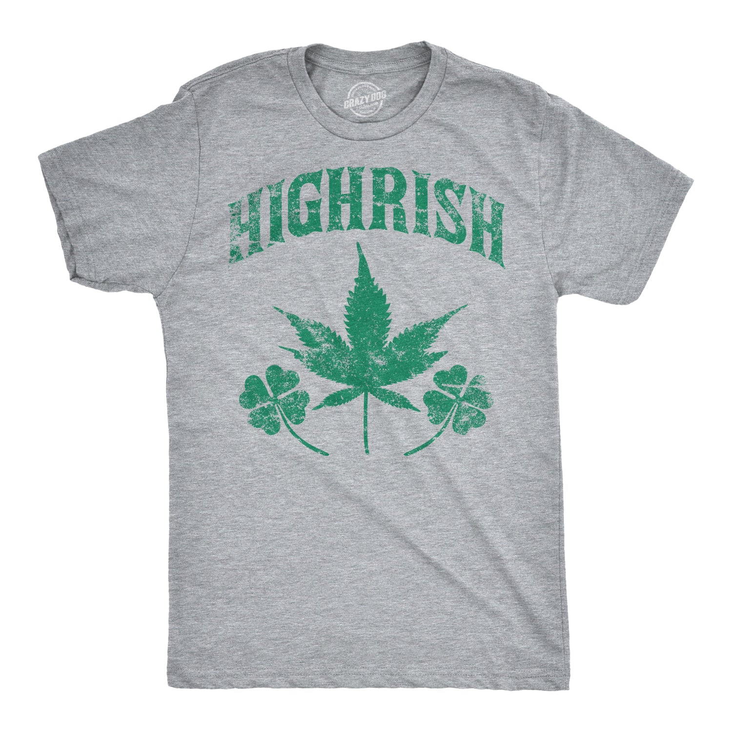 Funny Light Heather Grey Highrish Mens T Shirt Nerdy Saint Patrick's Day 420 Tee