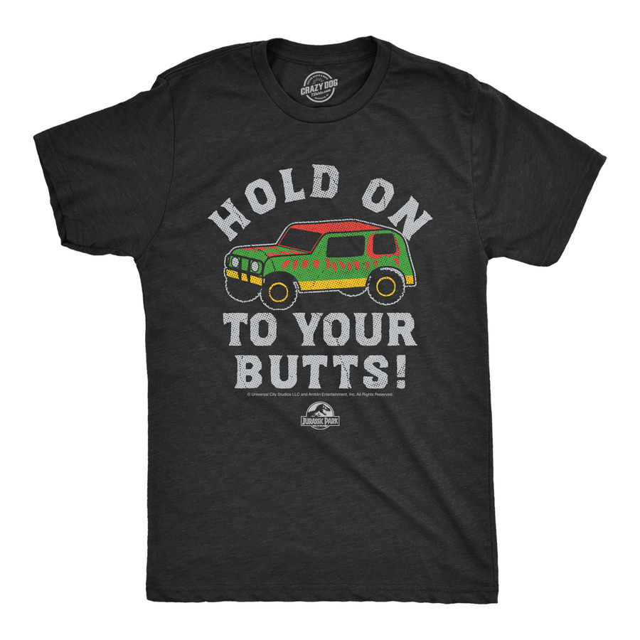 Funny Heather Black - Hold On To Your Butts Jurassic Park Hold On To Your Butts Mens T Shirt Nerdy TV & Movies Dinosaur Tee