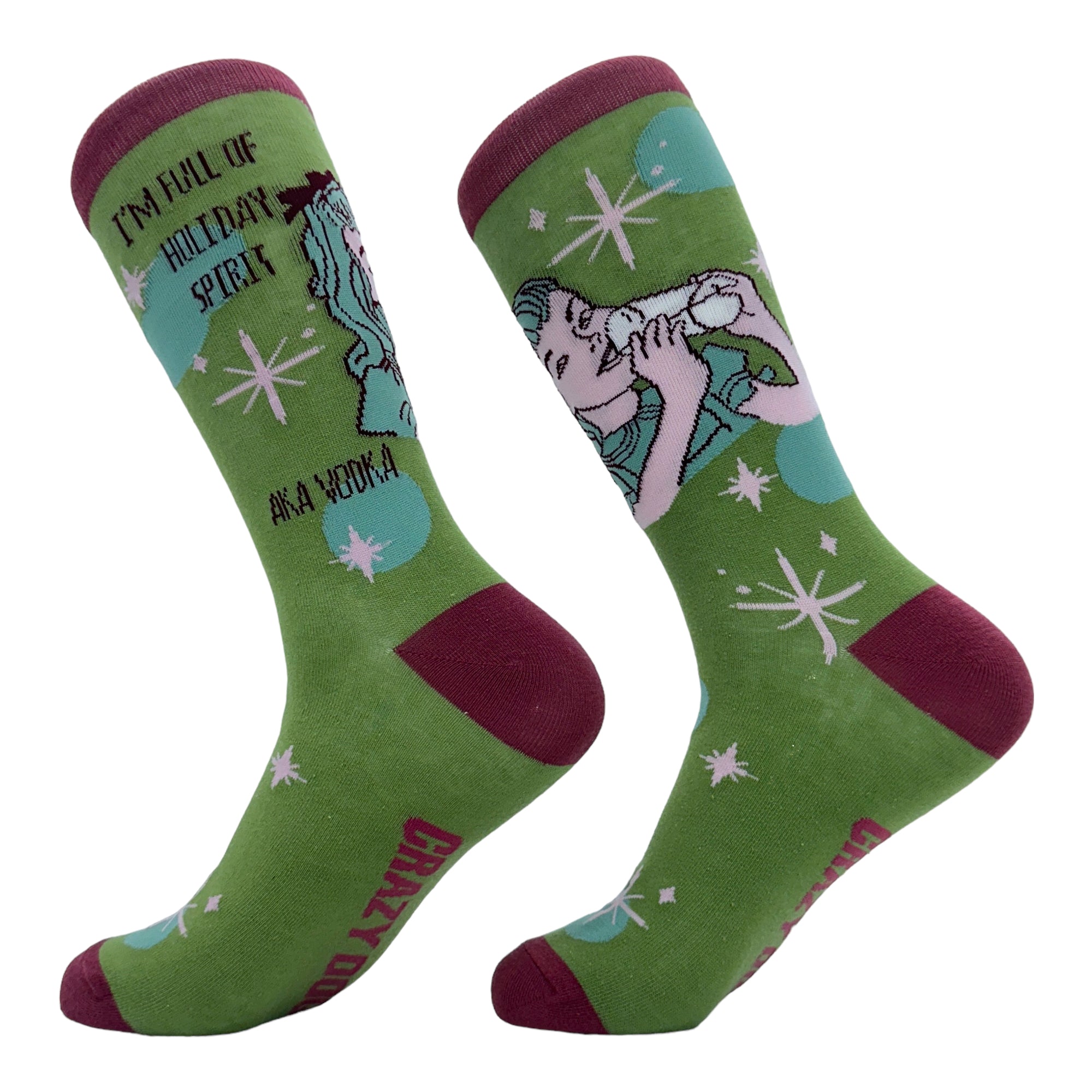 Funny Green - Holiday Spirit Vodka Women's Im Full Of Holiday Spirit AKA Vodka Sock Nerdy Christmas Liquor Drinking Tee