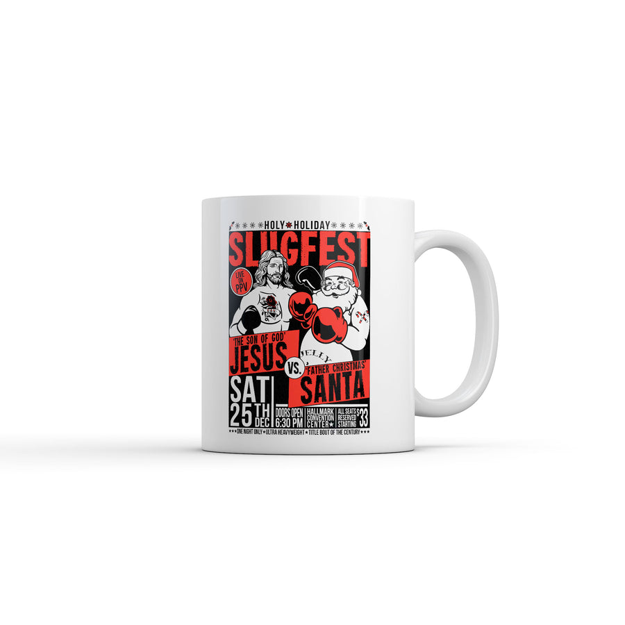 Funny White Holy Holiday Slugfest Coffee Mug Nerdy Christmas sarcastic Tee