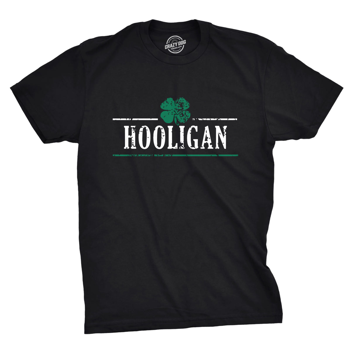 Funny Black Hooligan Shamrock Mens T Shirt Nerdy Saint Patrick&#39;s Day Drinking Tee