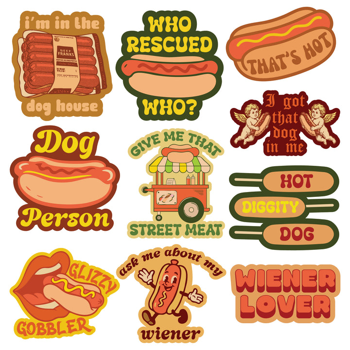 Funny Multi - Hot Dog Hot Dog Stickers Nerdy food Tee