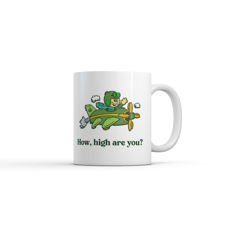 Funny White How High Are You Coffee Mug Nerdy 420 sarcastic Tee