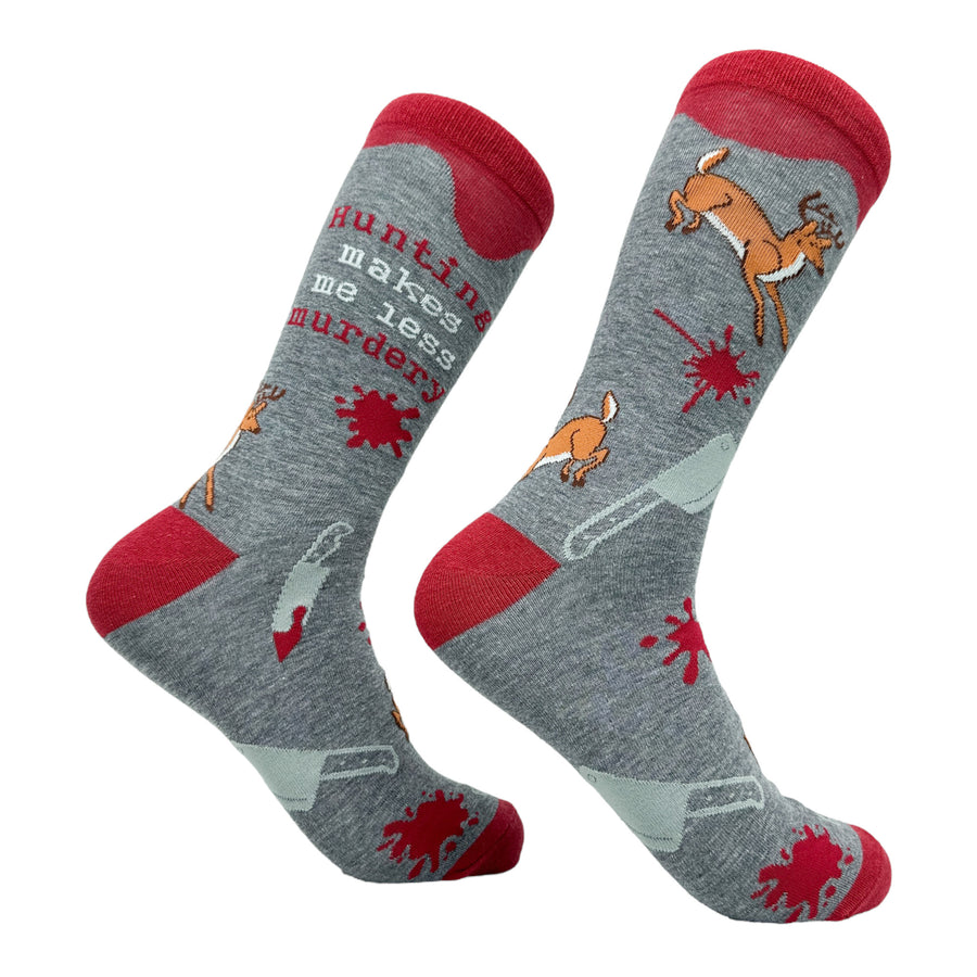 Funny Hunting Murdery Men's Hunting Makes Me Less Murdery Sock Nerdy Halloween Hunting Sarcastic Tee