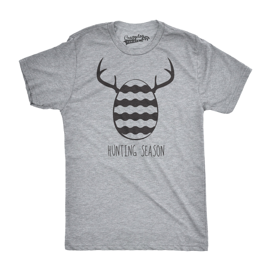 Funny Light Heather Grey East Egg Hunting Season Mens T Shirt Nerdy Easter Hunting Tee
