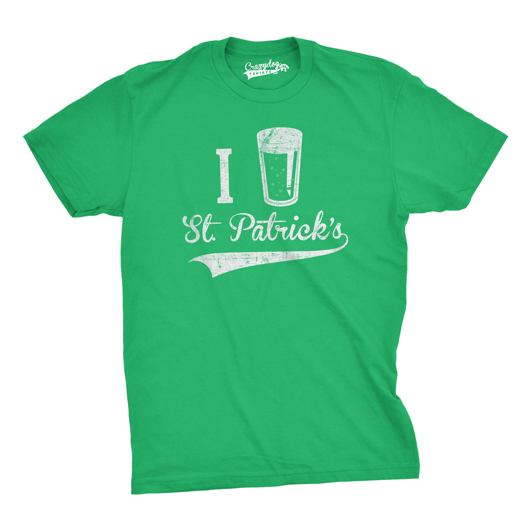 Funny Green I Beer St. Patrick's Day Mens T Shirt Nerdy Saint Patrick's Day Beer Drinking Tee