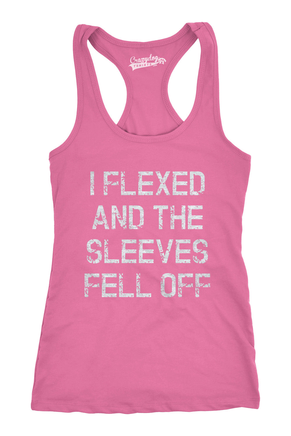 Funny Pink I Flexed And The Sleeves Fell Off Womens Tank Top Nerdy Fitness Tee