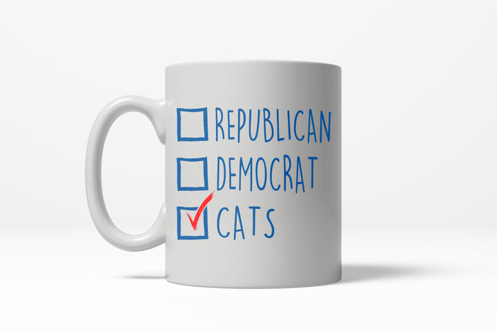 Funny White I Voted Cats Coffee Mug Nerdy cat Tee