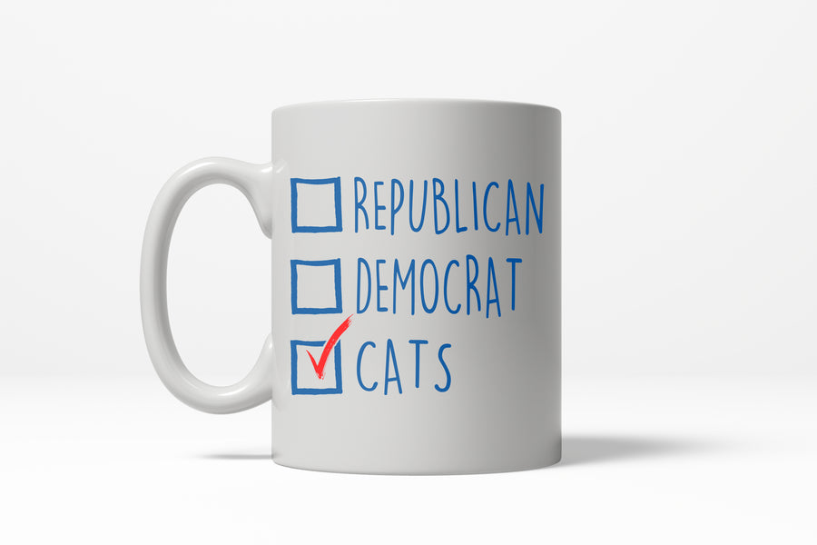 Funny White I Voted Cats Coffee Mug Nerdy cat Tee