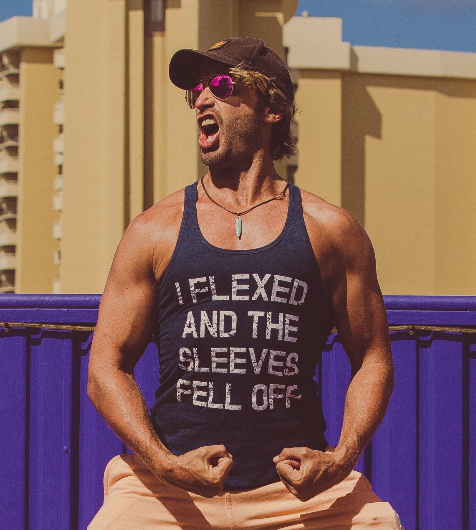 Funny I Flexed And The Sleeves Fell Off Mens Tank Top Nerdy Fitness Tee