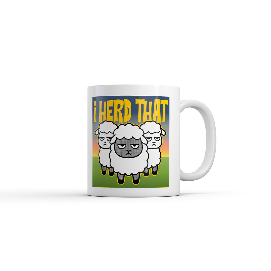 Funny White I Herd That Coffee Mug Nerdy animal Tee