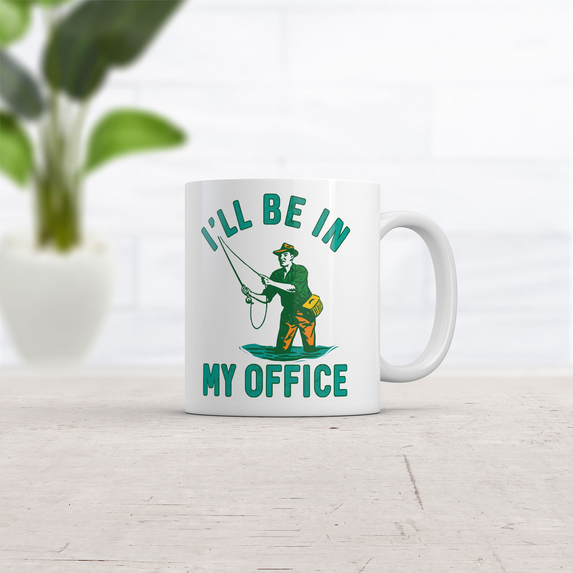 Funny White Ill Be In My Office Fishing Coffee Mug Nerdy Fishing Office sarcastic Tee