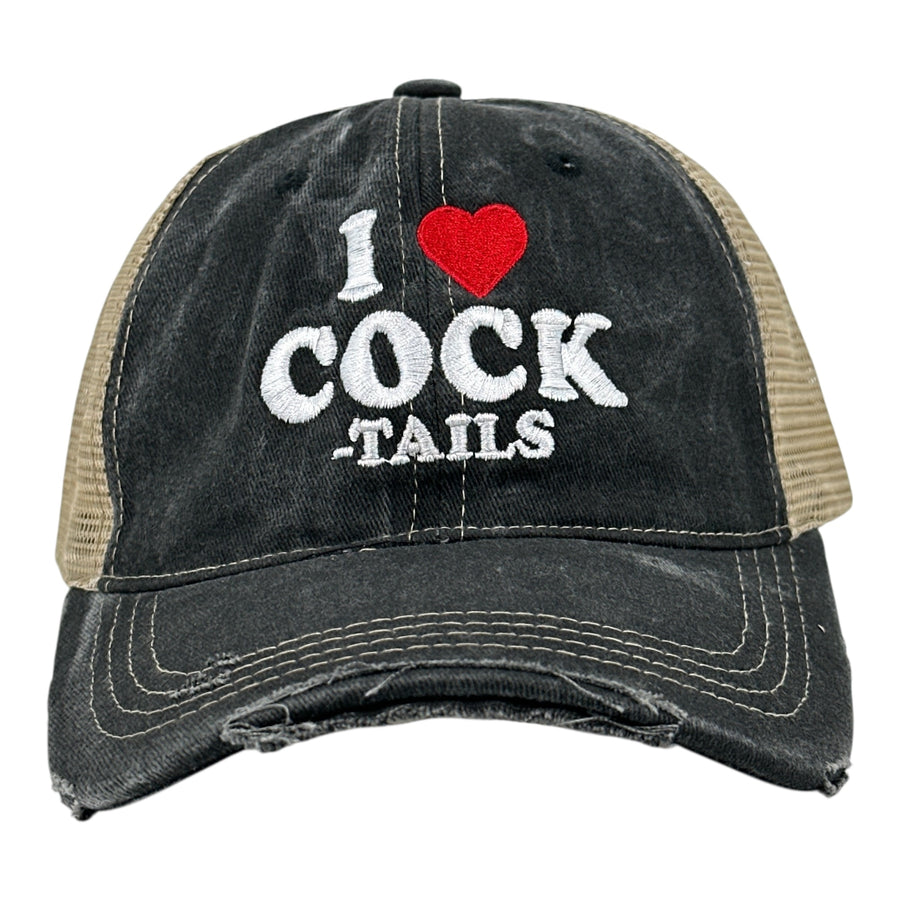 Funny Trucker Black - Heart Cock Tails I Heart Cock Tails Nerdy liquor drinking Tee