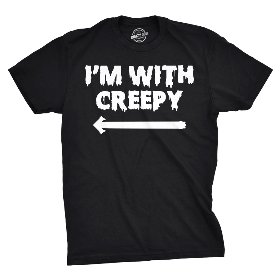 Funny Heather Black - With Creepy I'm With Creepy Mens T Shirt Nerdy Halloween Father's Day Tee