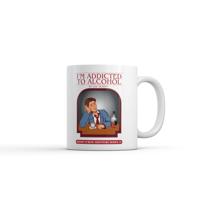 Funny White Im Addicted To Alcohol Book Coffee Mug Nerdy Sarcastic Tee