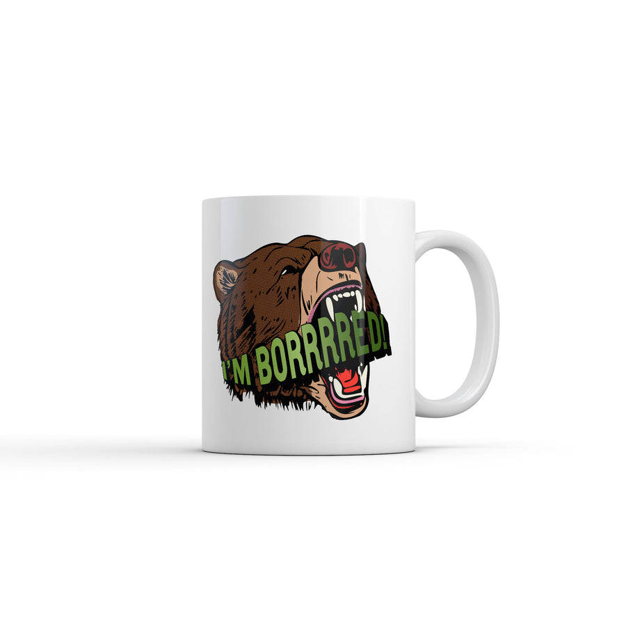 Funny White Im Bored Coffee Mug Nerdy animal Sarcastic Tee