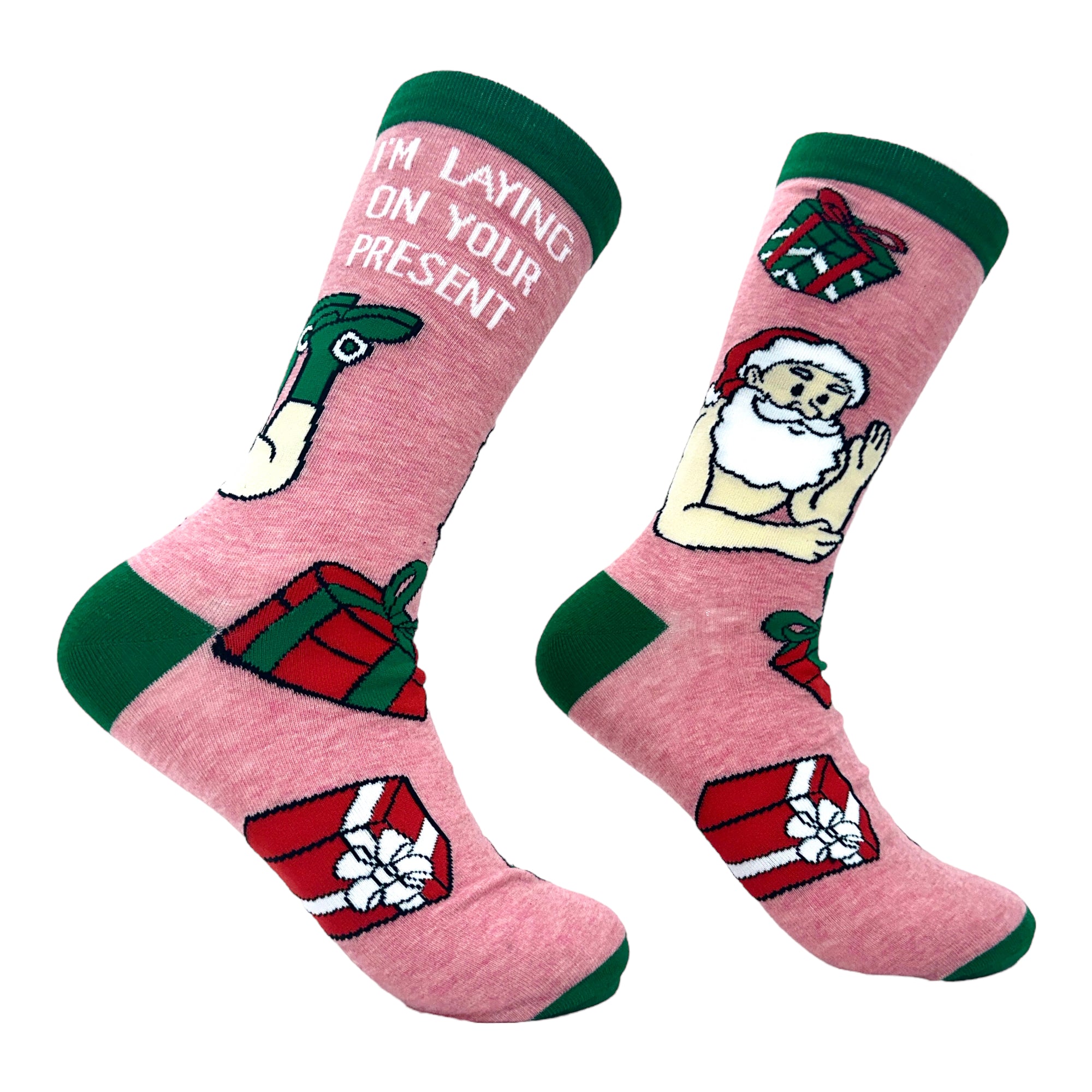 Funny Pink - Laying Men's Im Laying On Your Present Sock Nerdy Christmas sex sarcastic Tee