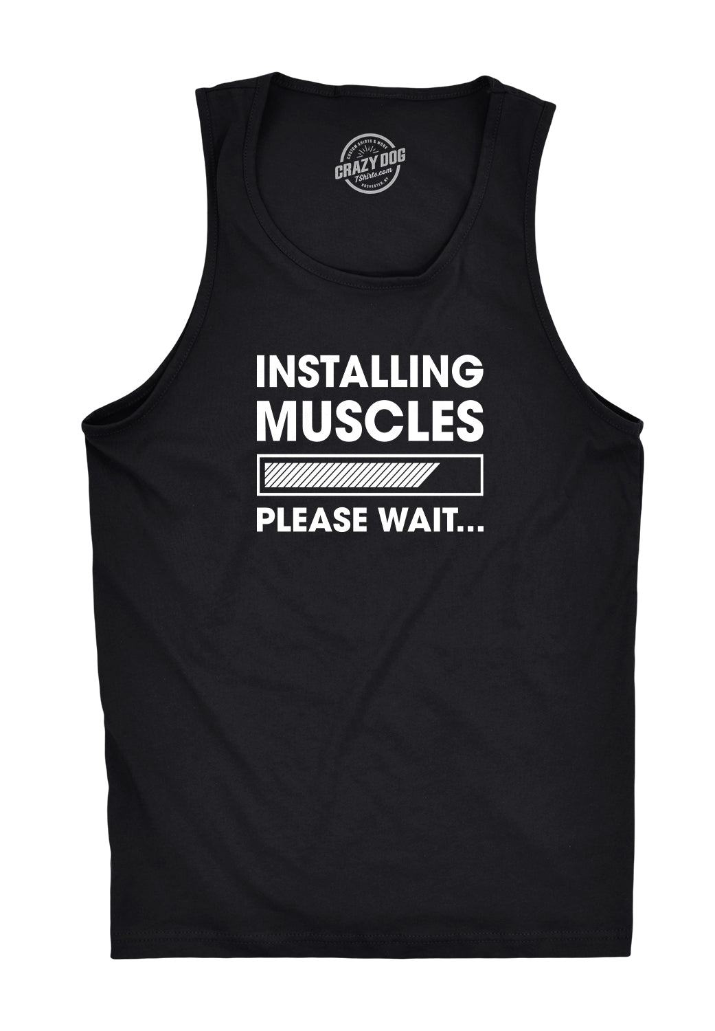 Funny Black - Installing Muscles Mens Tank Top Nerdy fitness nerdy Tee