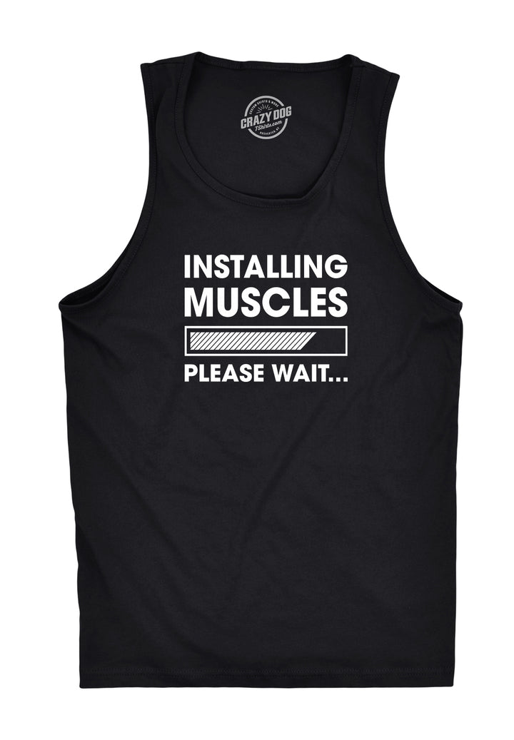 Funny Black - Installing Muscles Mens Tank Top Nerdy fitness nerdy Tee