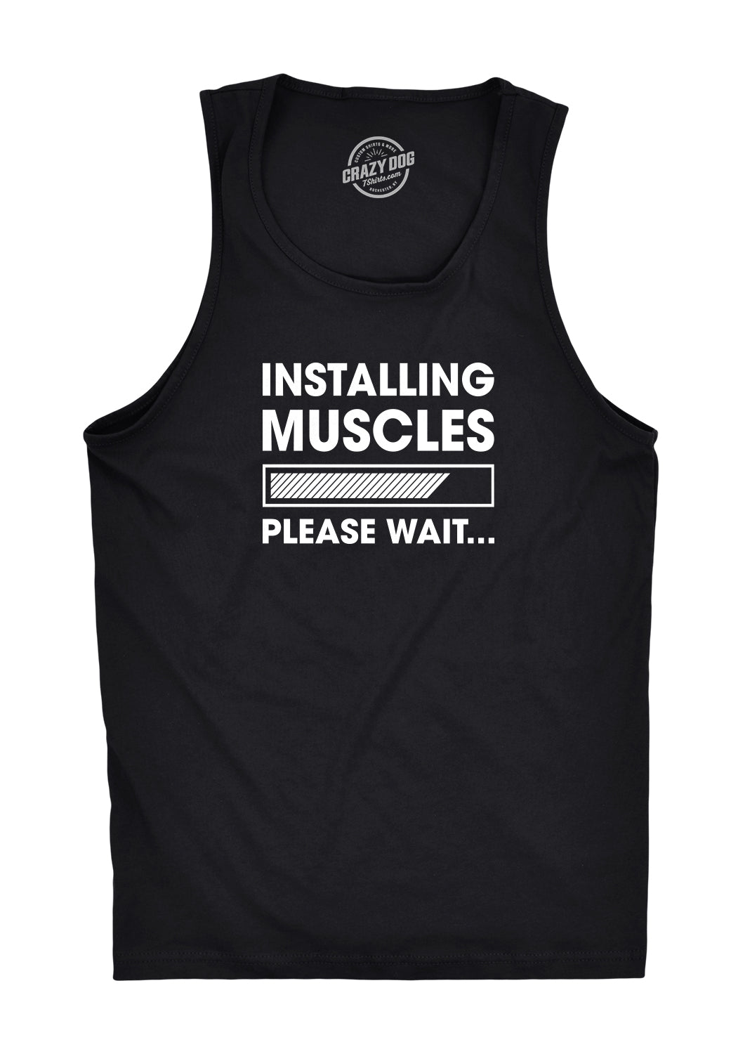 Funny Black Installing Muscles Mens Tank Top Nerdy fitness nerdy Tee