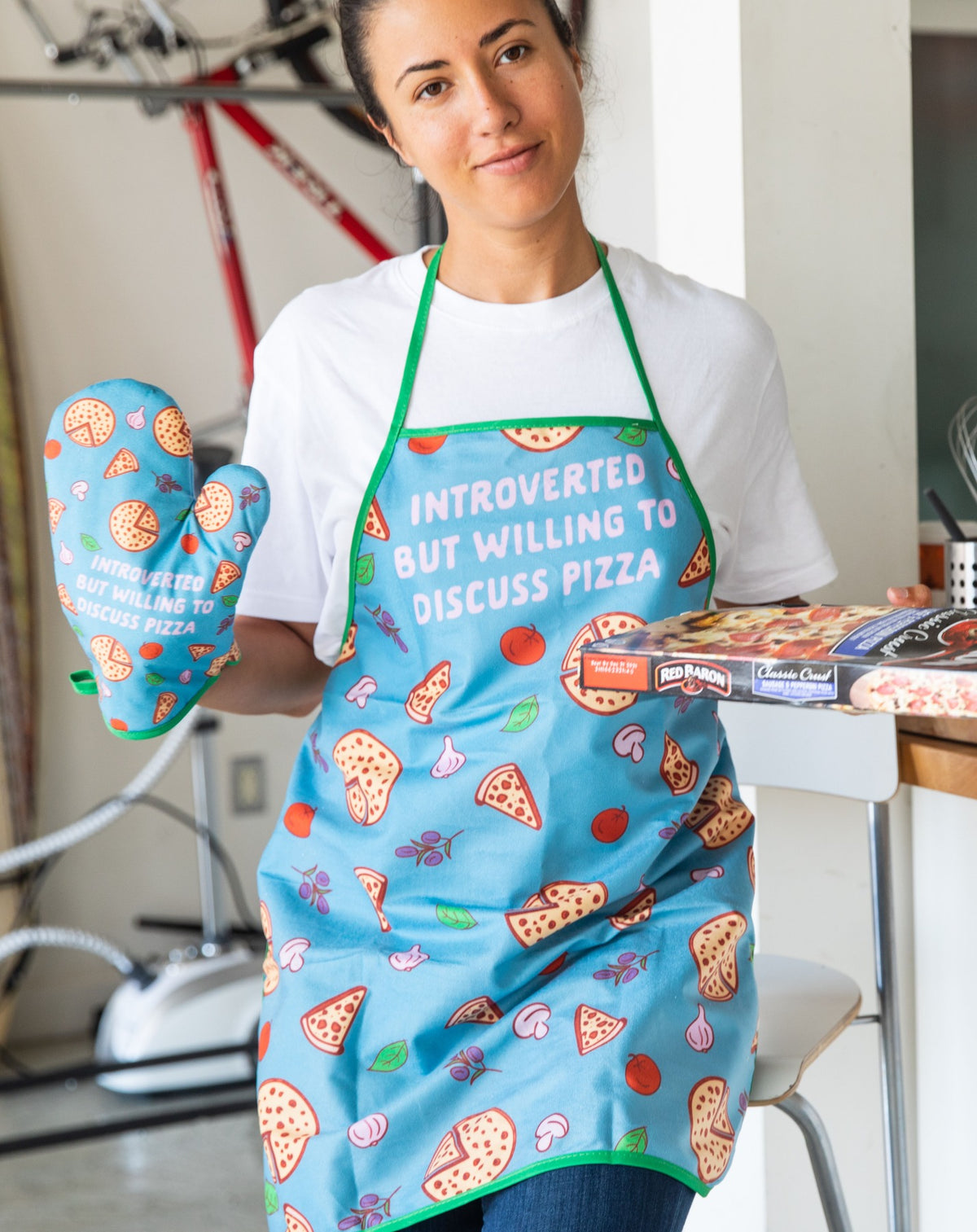 Introverted But Willing To Discuss Pizza Oven Mitt + Apron